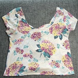 Full-Tilt (sold at Tillys) Floral Shirt with Open Back Bow detail, Size L
